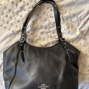 Coach Black Pebble Leather Meadow Shoulder Bag